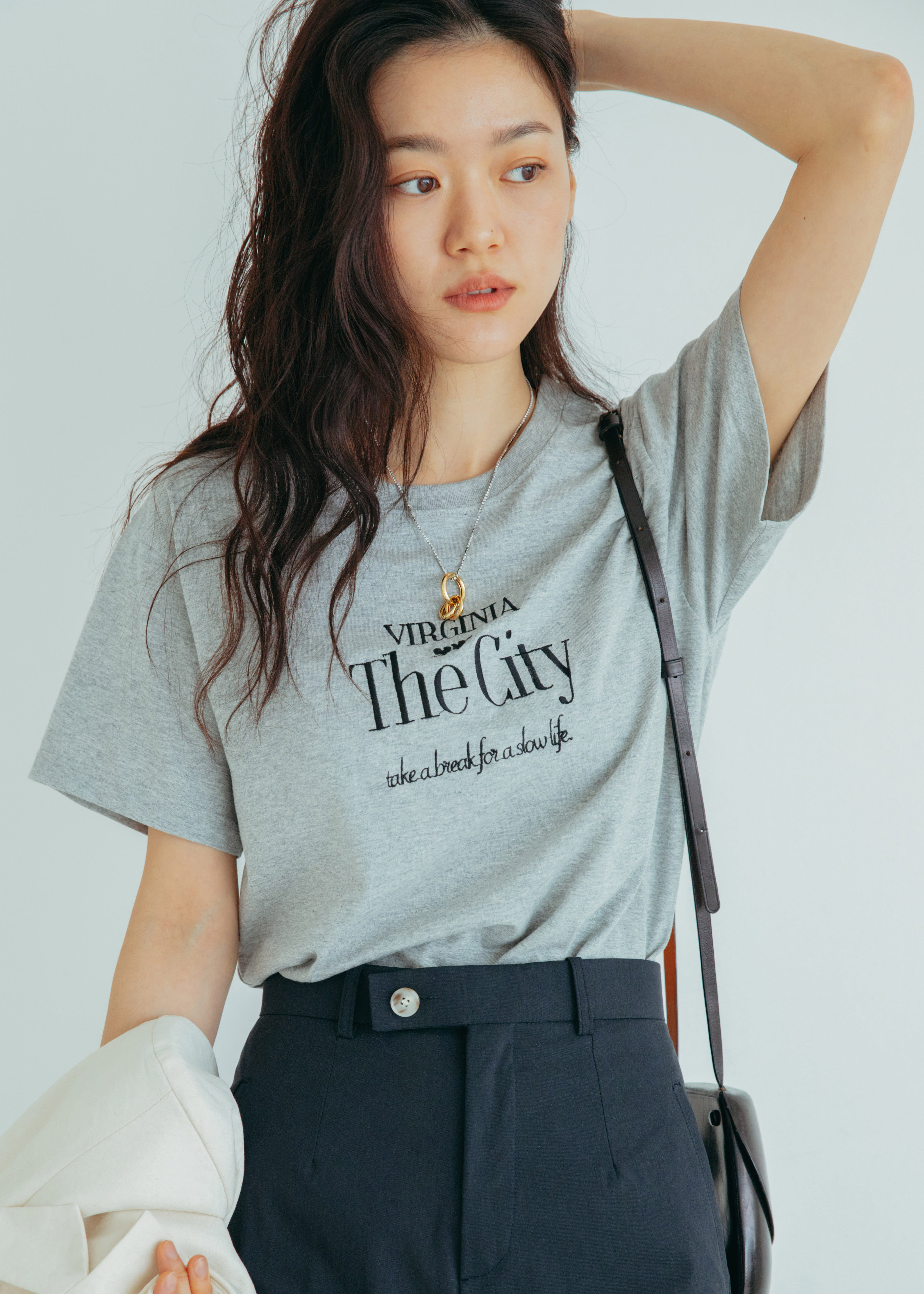&#039;The city&#039; embroidered T-shirt - gray