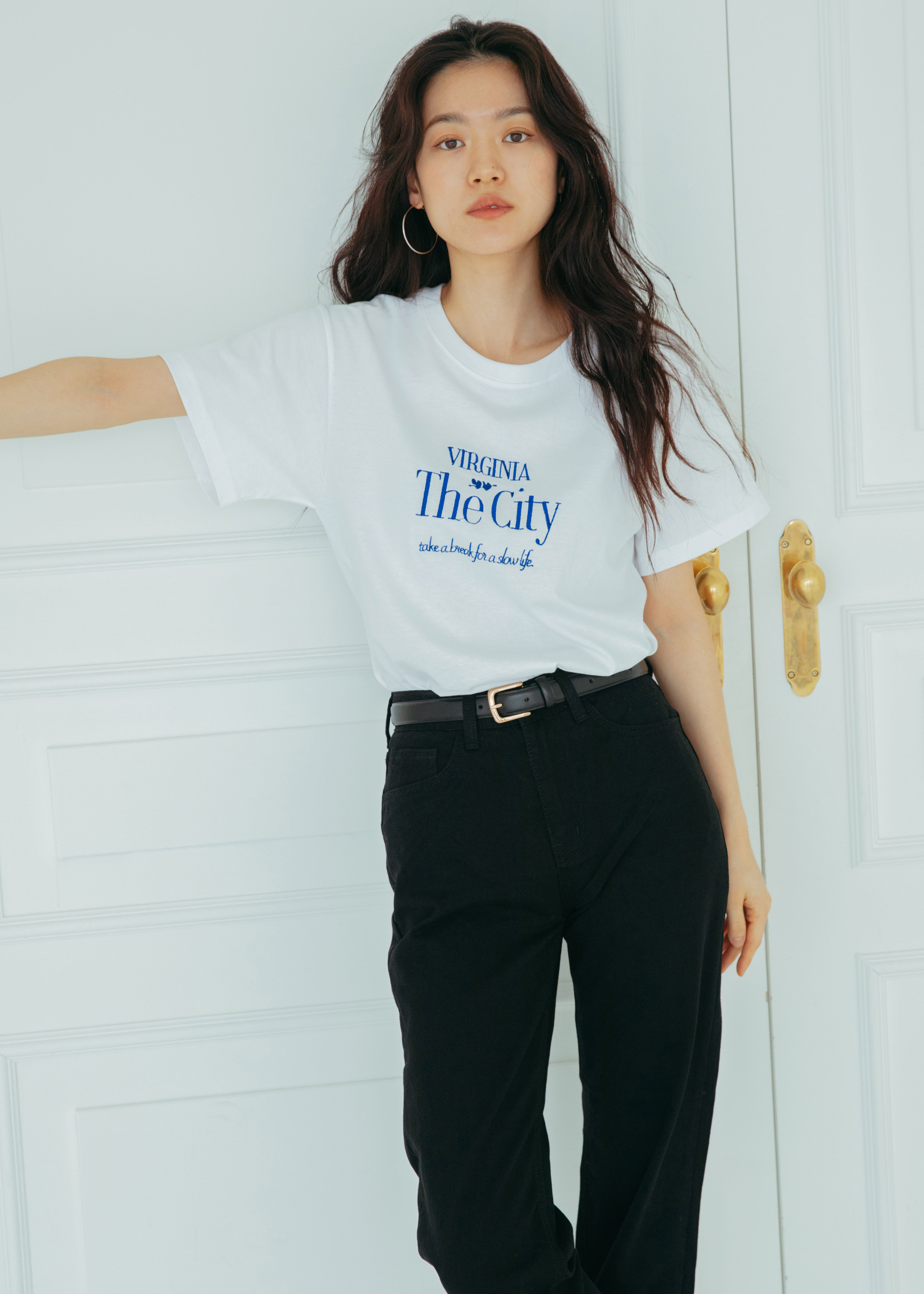 'The city' embroidered T-shirt - white