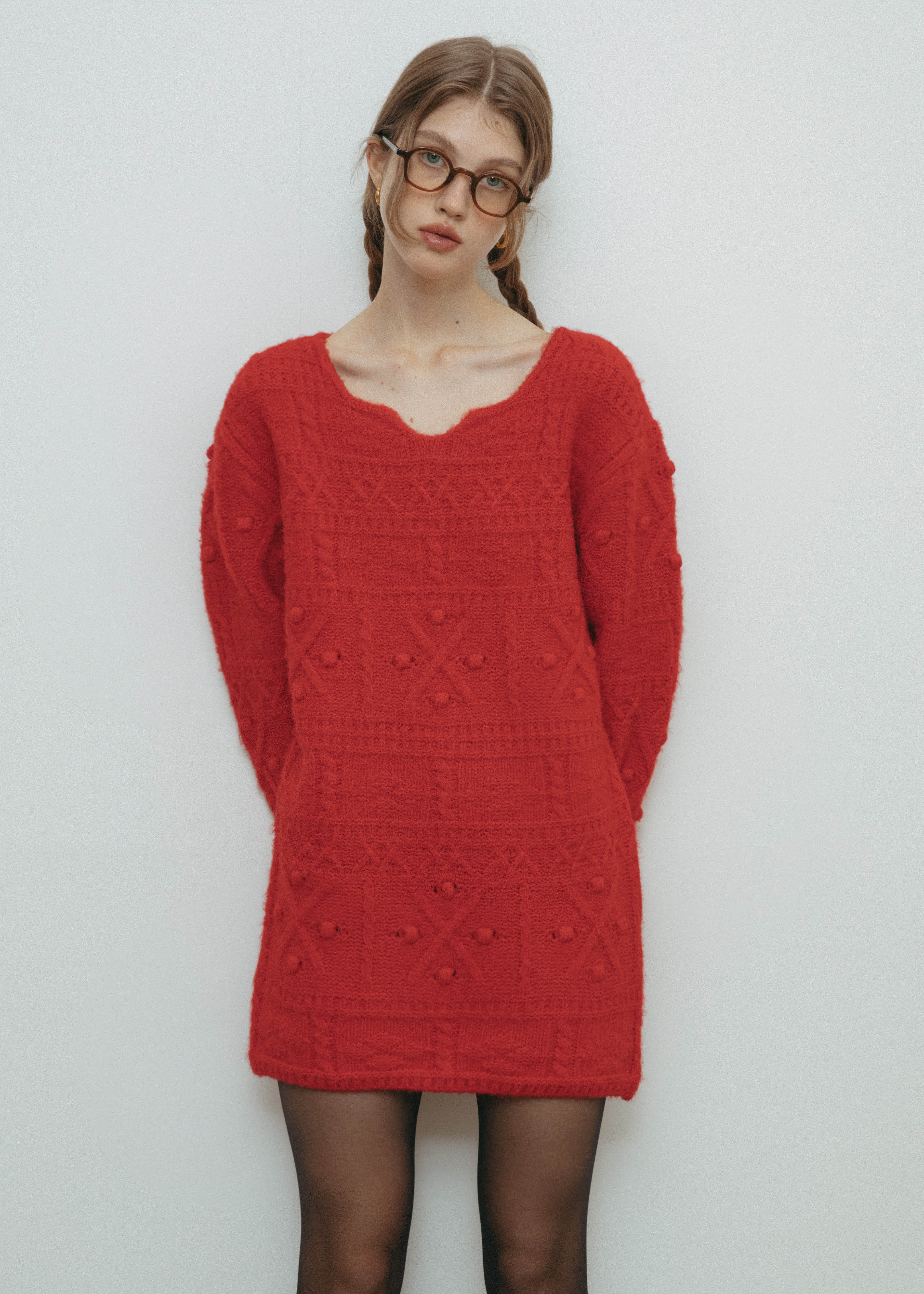 Holiday Knit Dress - Red