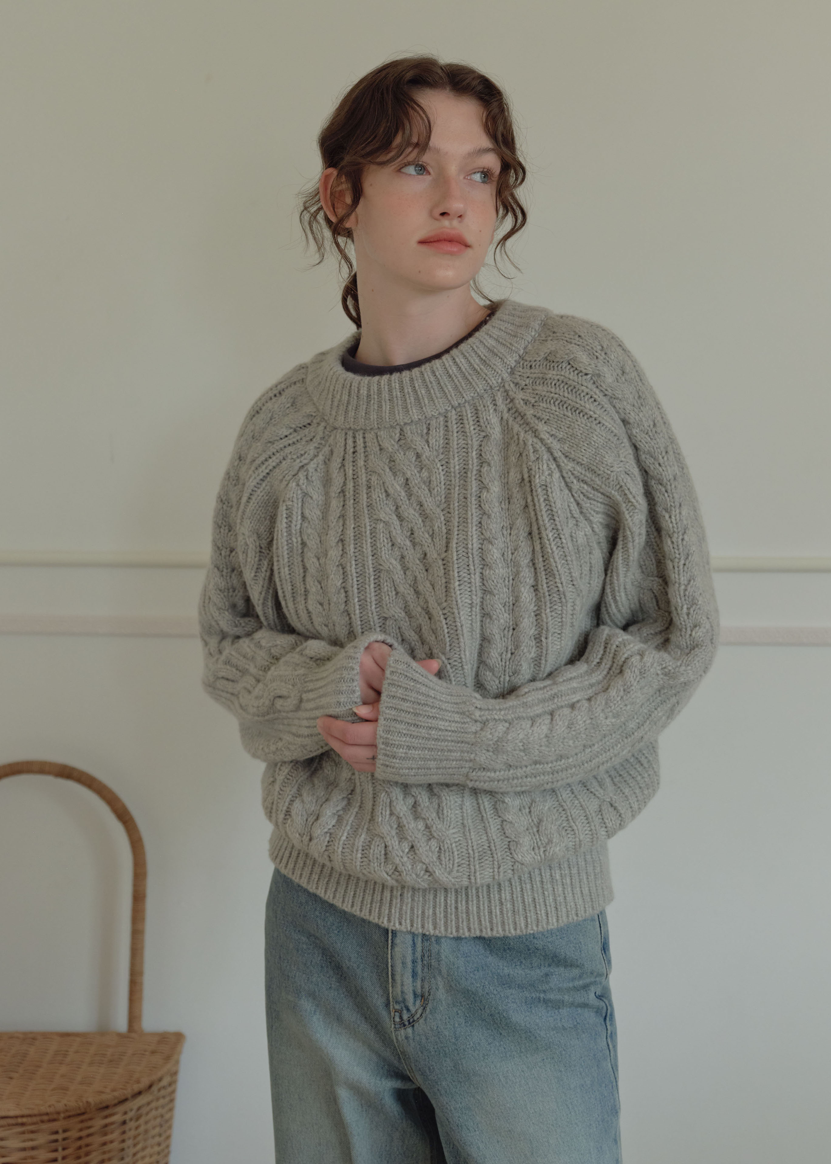[2nd Reorder] Carol cable knit - Gray